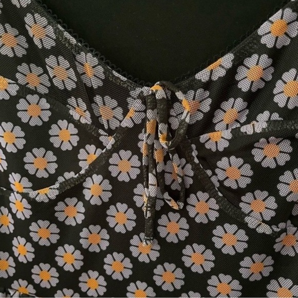 TOPSHOP “Love at First Scroll” First Floral Daisy Print Mesh Mini Dress Size M - Picture 2 of 12
